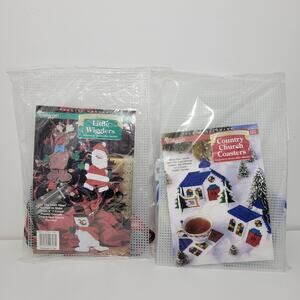 2 Needlecraft Shop Plastic Canvas Christmas Kits Church Coasters Little Wigglers